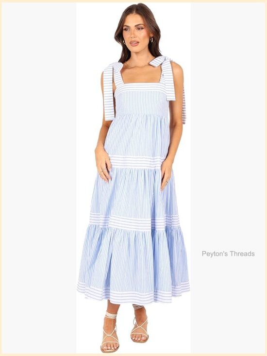 Dresses & Skirts - Maxi A-Line Dress with Square Neck and Shirred Back